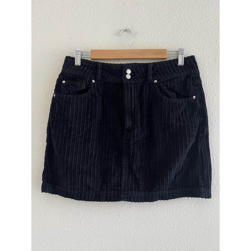 BDG Urban Outfitters Black Corduroy Mini Skirt Women's L Goth Coquette